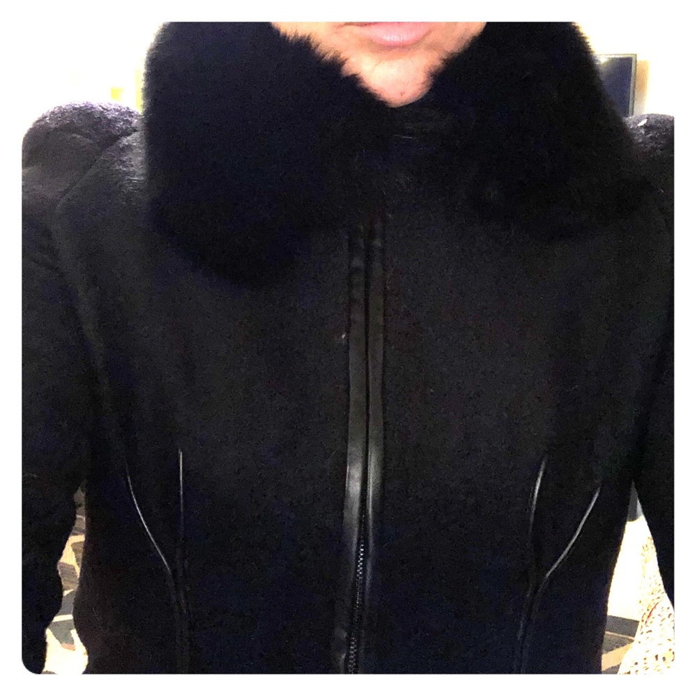 T.O.V. WOOL/POLYESTER COAT - detachable collar 40